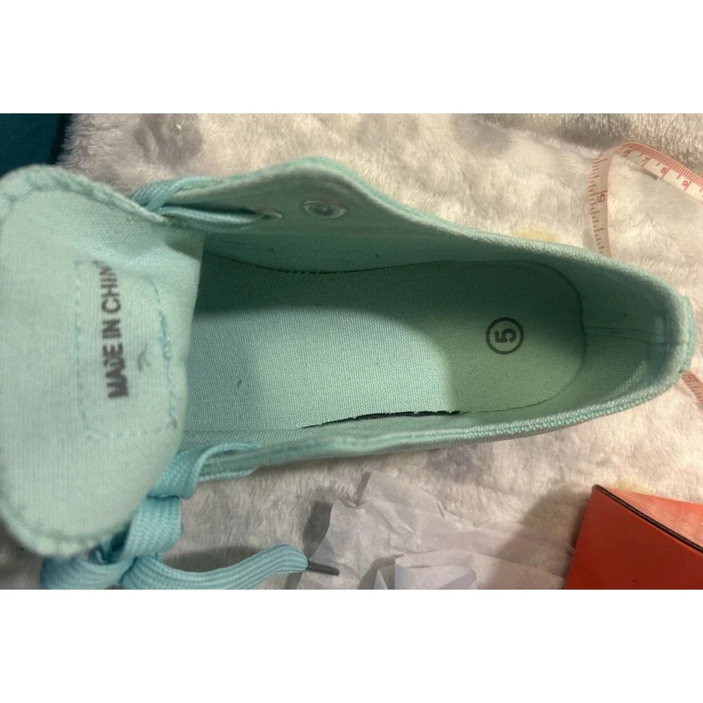 SPORTS Teal Canvas Low Top Lace-Up Sneaker Tennis Shoes Unisex Kids US size 5